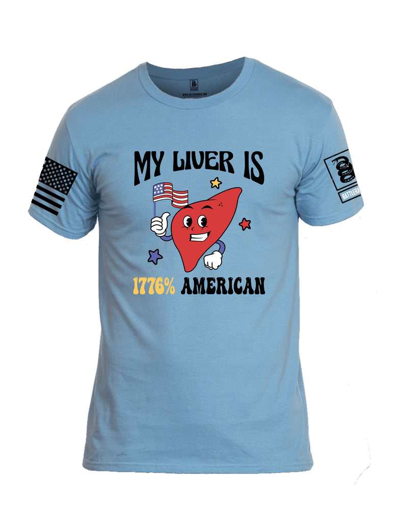 Battleraddle My Liver Is 1776 American  Black Sleeves Men Cotton Crew Neck T-Shirt