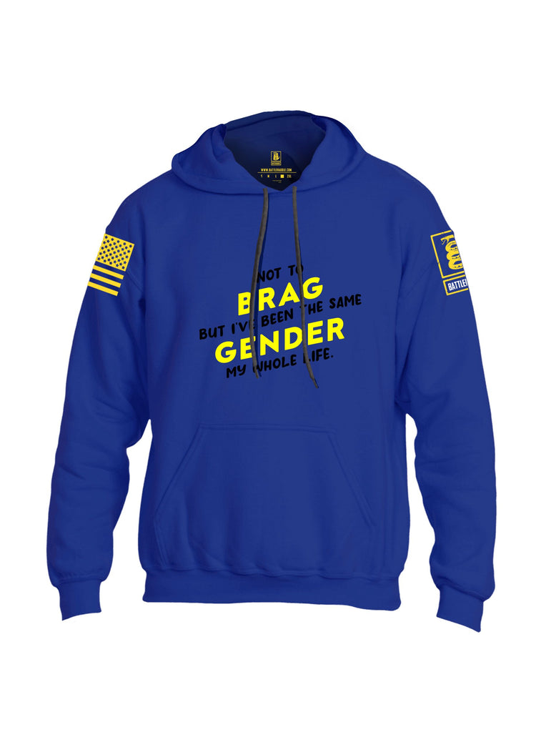 Battleraddle Not To Brag Yellow Sleeves Uni Cotton Blended Hoodie With Pockets