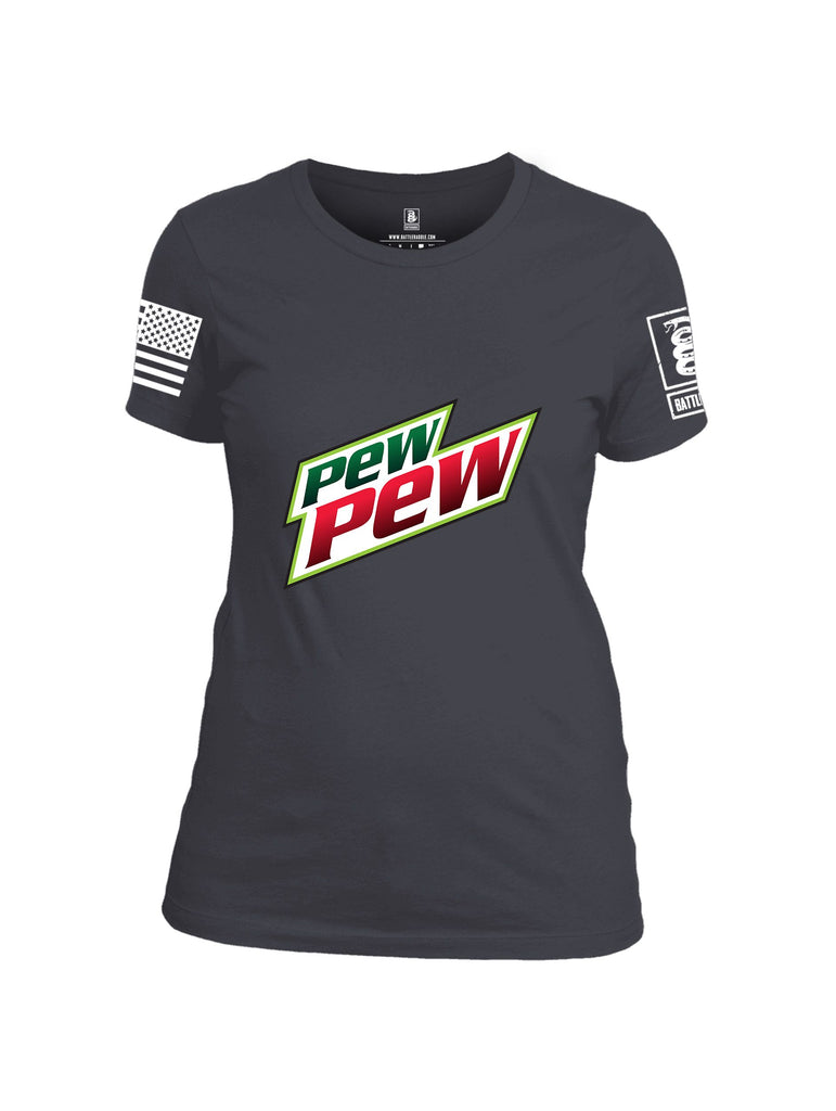 Battleraddle Pew Pew White Sleeves Women Cotton Crew Neck T-Shirt