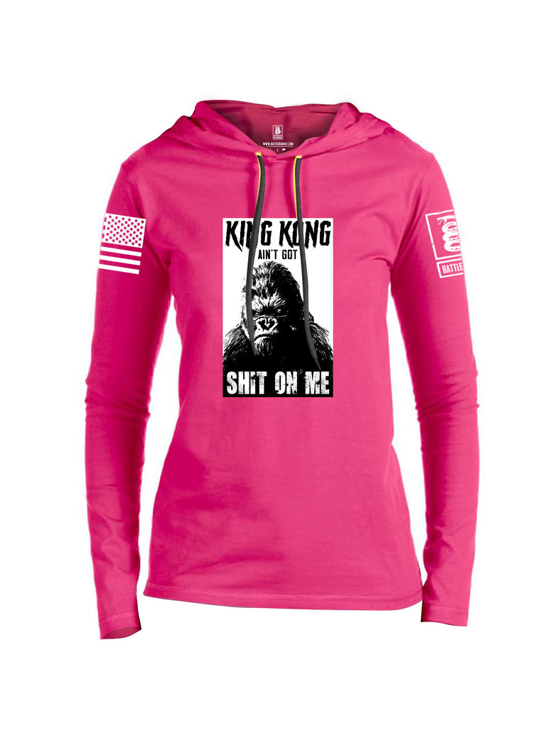 Battleraddle King Kong Ain'T Got Shit On Me White Sleeves Women Cotton Thin Cotton Lightweight Hoodie