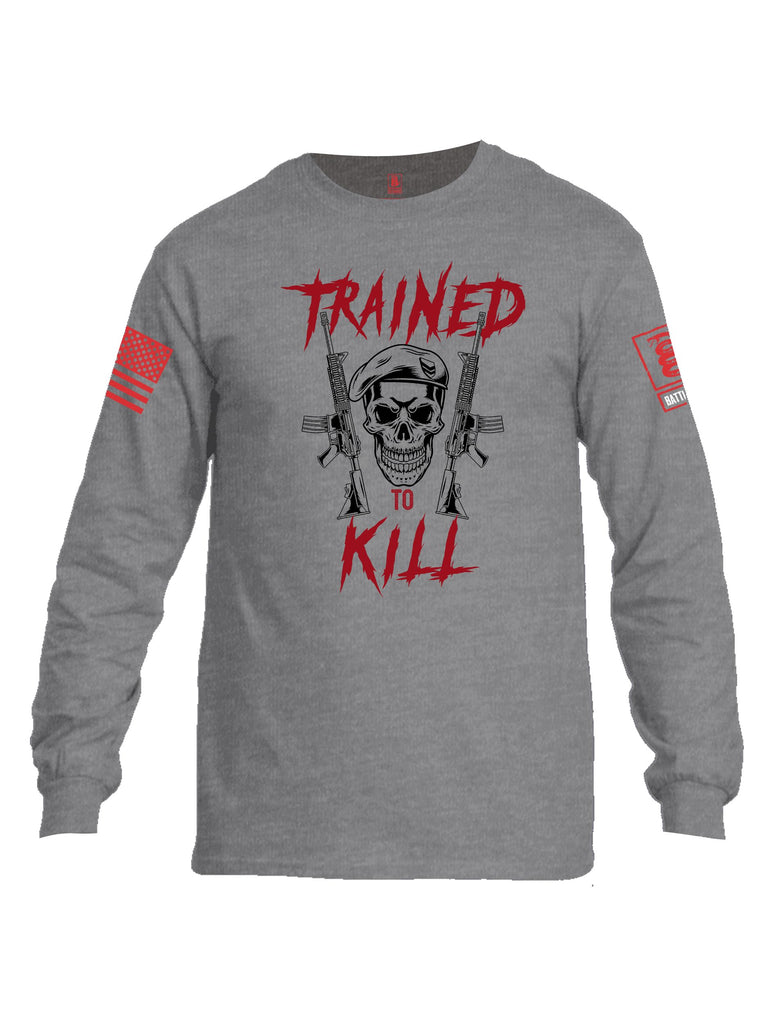 Battleraddle Trained To Kill  Red Sleeves Men Cotton Crew Neck Long Sleeve T Shirt