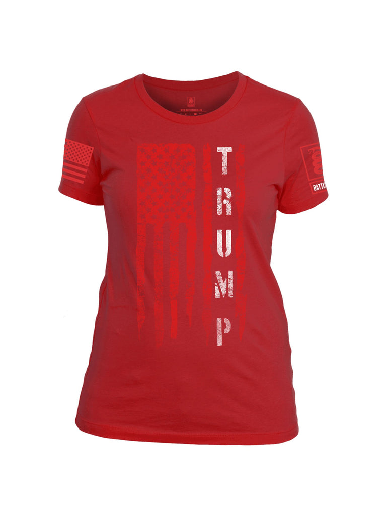 Battleraddle Trump Flag Red Sleeves Women Cotton Crew Neck T-Shirt