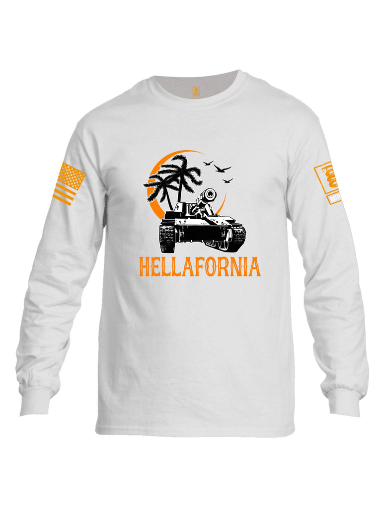 Battleraddle Hellafornia Orange Sleeves Men Cotton Crew Neck Long Sleeve T Shirt