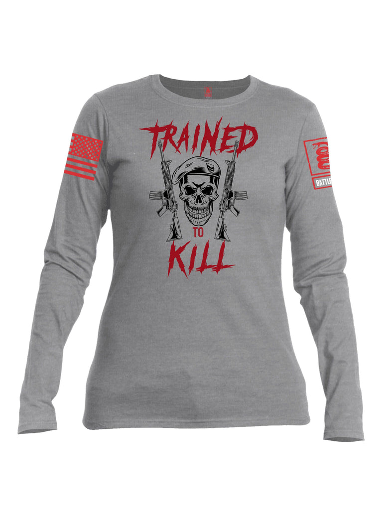 Battleraddle Trained To Kill  Red Sleeves Women Cotton Crew Neck Long Sleeve T Shirt