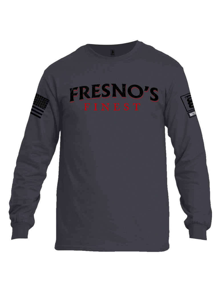Battleraddle Fresnos Finest  Black Sleeves Men Cotton Crew Neck Long Sleeve T Shirt
