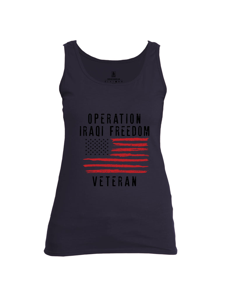 Battleraddle Operation Iraqi Freedom Veteran Black Sleeves Women Cotton Cotton Tank Top