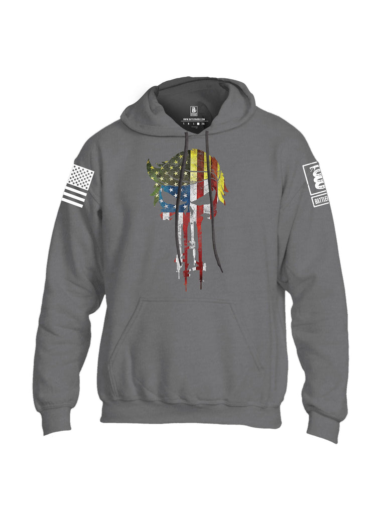 Battleraddle Trump The Punisher White Sleeves Uni Cotton Blended Hoodie With Pockets