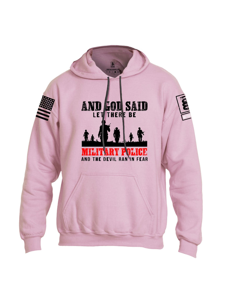 Battleraddle And God Said Let There Be Military Police  Black Sleeves Uni Cotton Blended Hoodie With Pockets