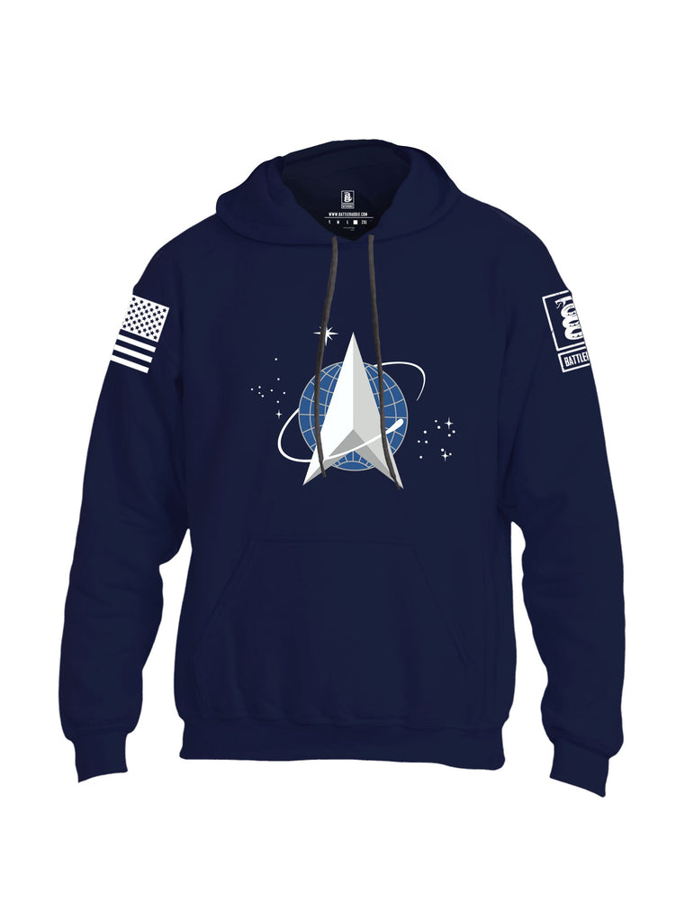 Battleraddle Spaceforce Starfleet Delta Command White Sleeves Uni Cotton Blended Hoodie With Pockets