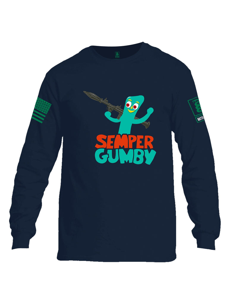 Battleraddle Semper Gumby Pearl Green Sleeves Men Cotton Crew Neck Long Sleeve T Shirt