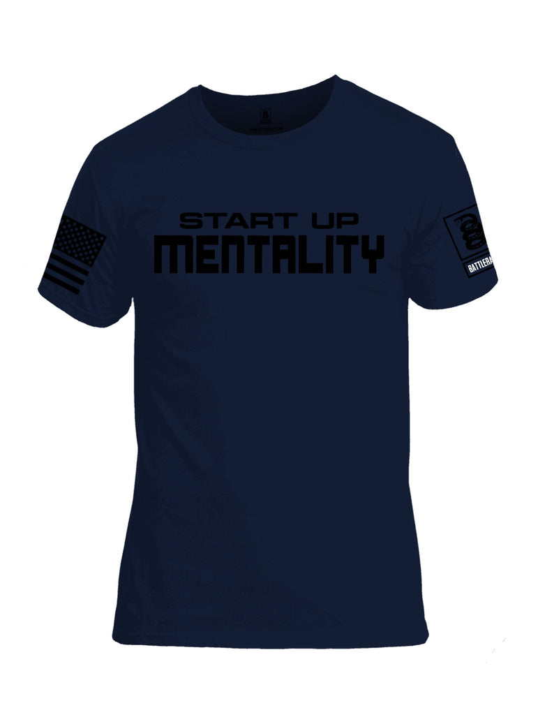 Battleraddle Start Up Mentality  Black Sleeves Men Cotton Crew Neck T-Shirt