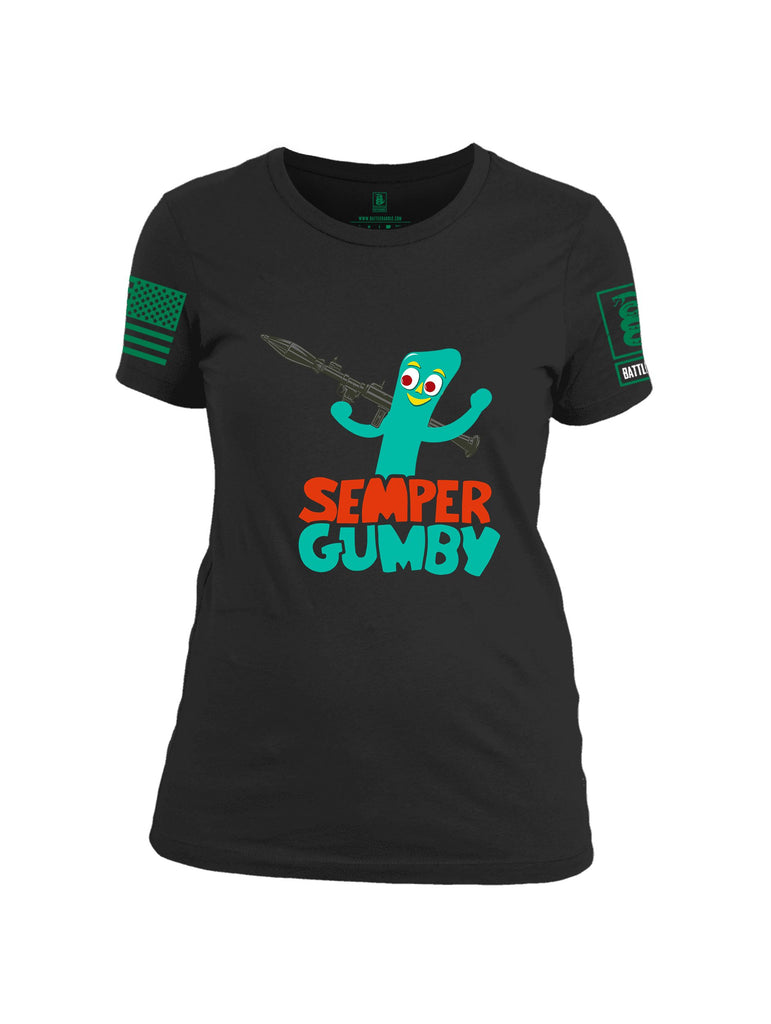 Battleraddle Semper Gumby Pearl Green Sleeves Women Cotton Crew Neck T-Shirt