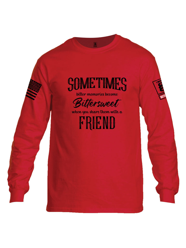 Battleraddle Sometimes Bitter Memories Become Bittersweet Black Sleeves Men Cotton Crew Neck Long Sleeve T Shirt