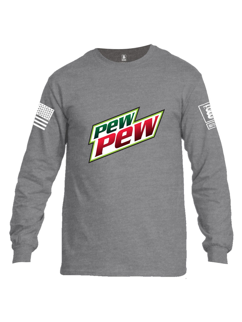 Battleraddle Pew Pew White Sleeves Men Cotton Crew Neck Long Sleeve T Shirt