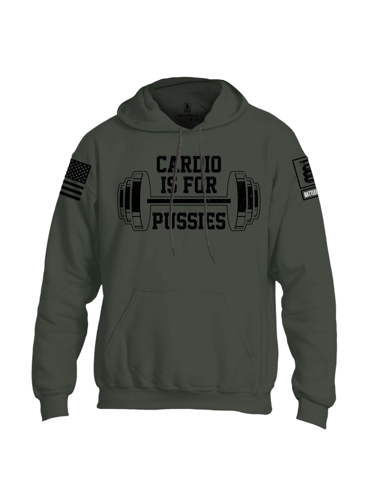 Battleraddle Cardio Is For Pussies Black Sleeves Uni Cotton Blended Hoodie With Pockets