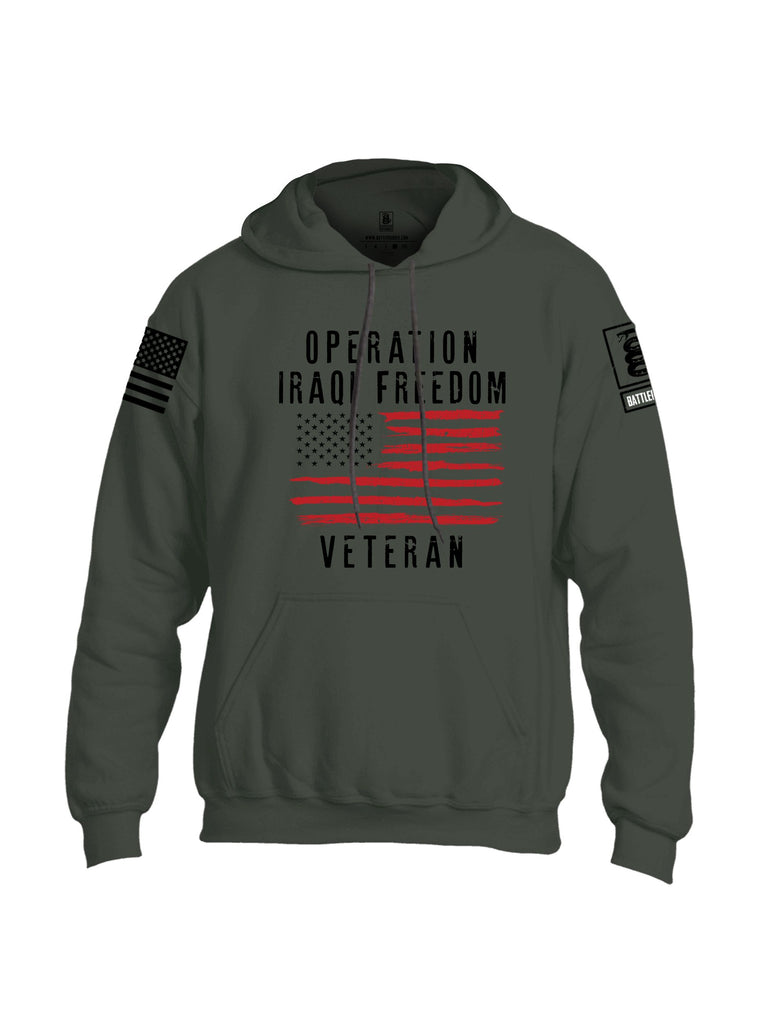 Battleraddle Operation Iraqi Freedom Veteran Black Sleeves Uni Cotton Blended Hoodie With Pockets