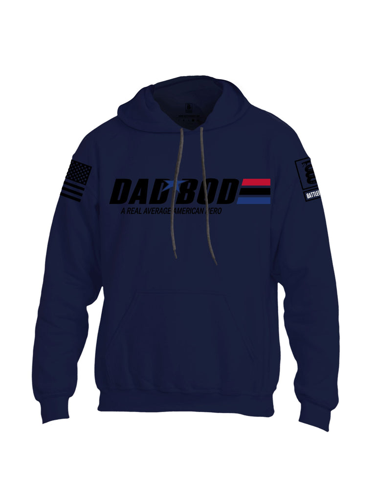 Battleraddle Dad Bod A Real Average American Hero  Black Sleeves Uni Cotton Blended Hoodie With Pockets