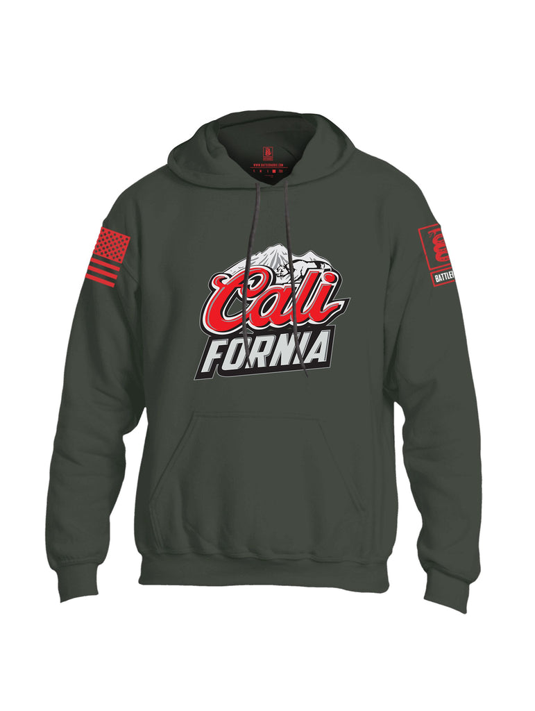 Battleraddle California Red Sleeves Uni Cotton Blended Hoodie With Pockets