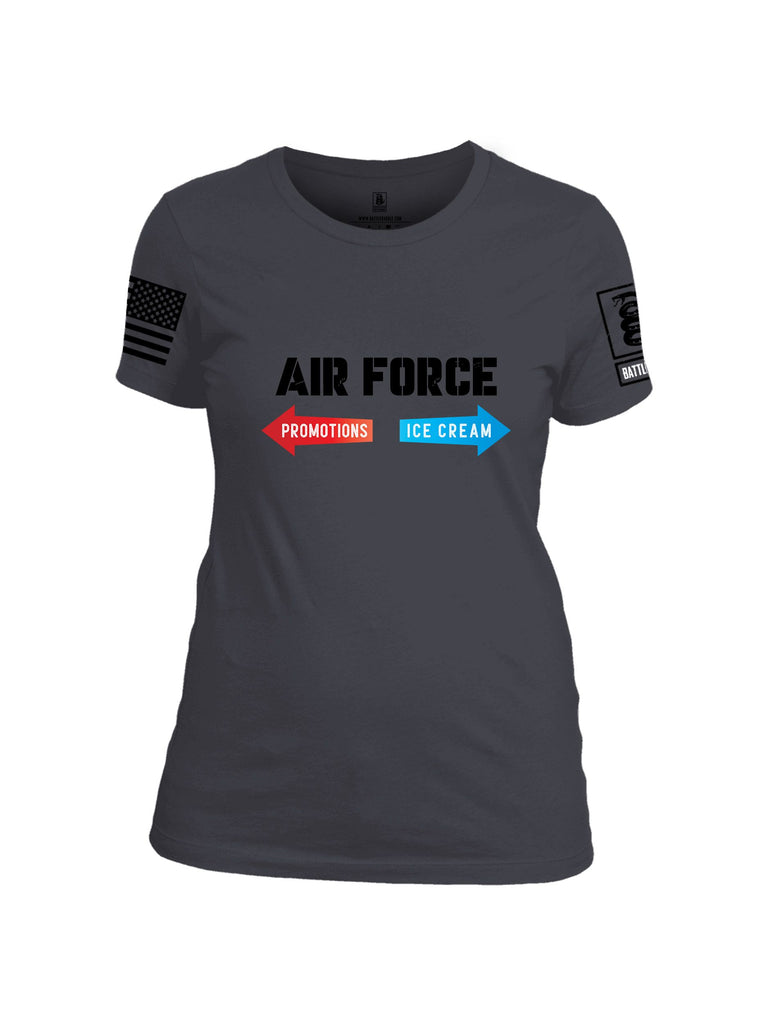 Battleraddle Air Force Promotions Ice Cream Black Sleeves Women Cotton Crew Neck T-Shirt