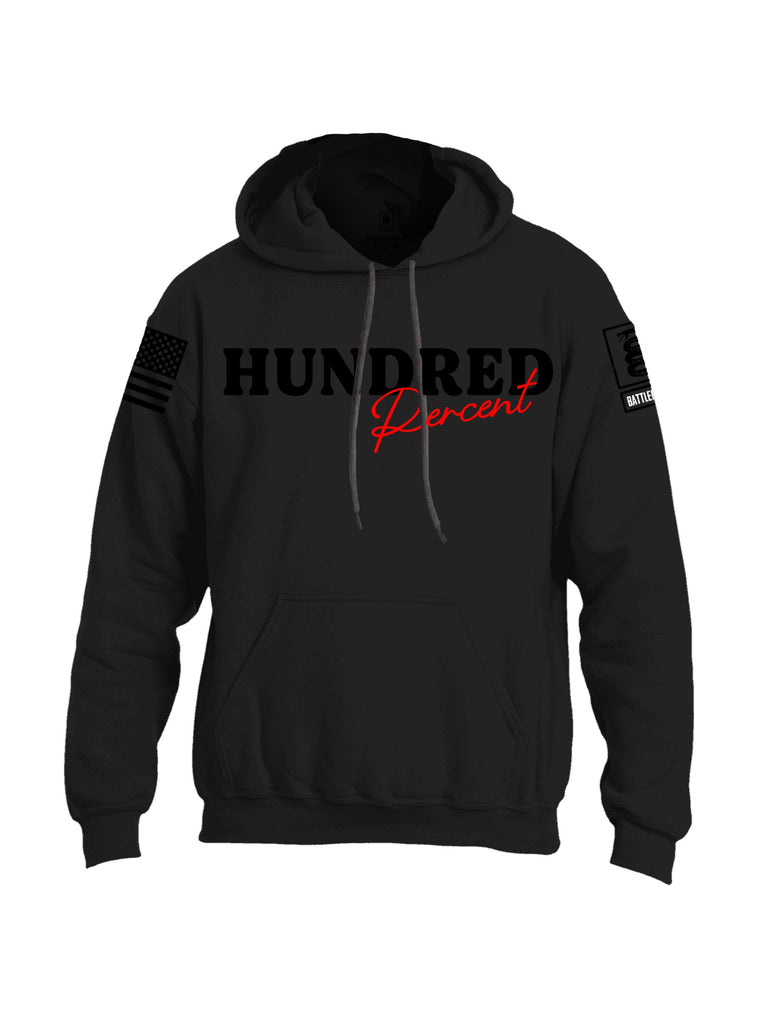 Battleraddle Hundred Percent Black Sleeves Uni Cotton Blended Hoodie With Pockets