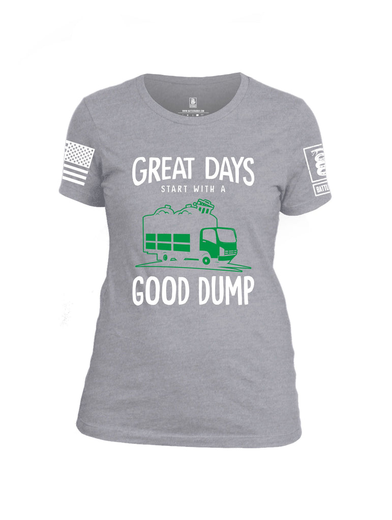 Battleraddle Great Days Start With A Good Dump White Sleeves Women Cotton Crew Neck T-Shirt