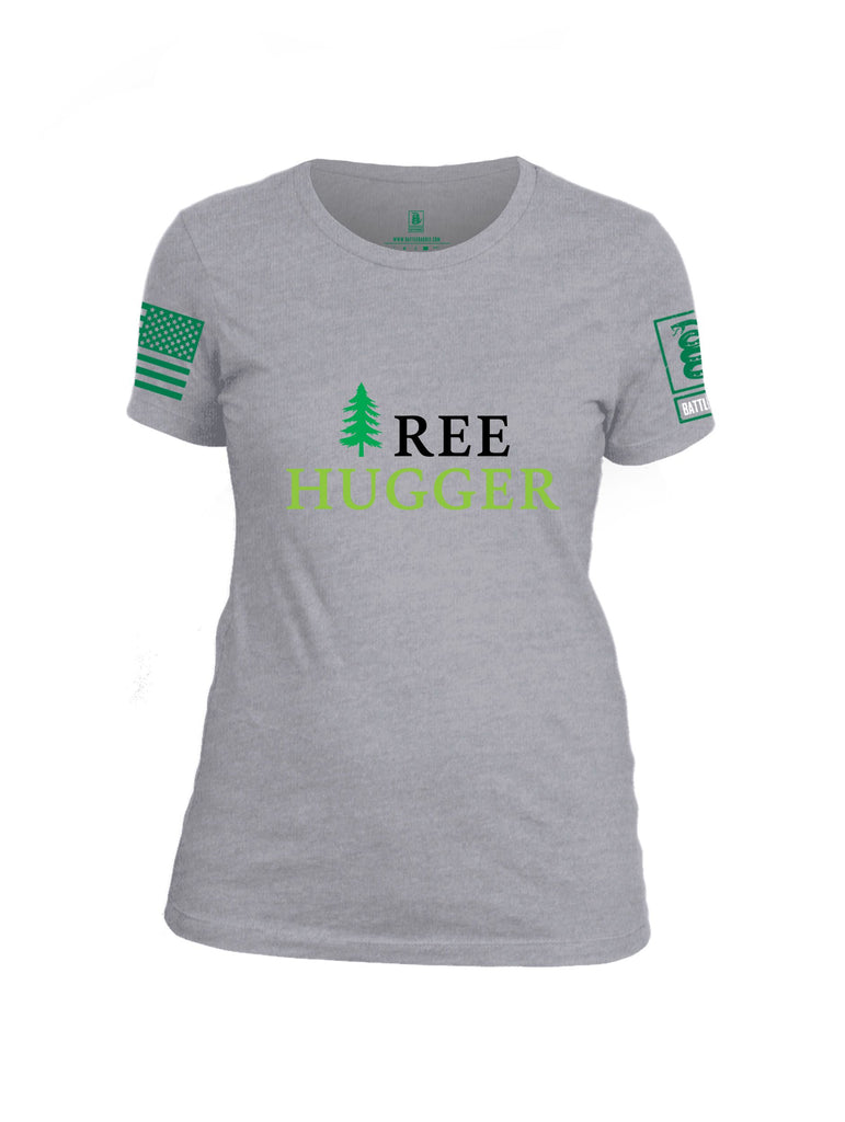 Battleraddle Tree Hugger Pearl Green Sleeves Women Cotton Crew Neck T-Shirt