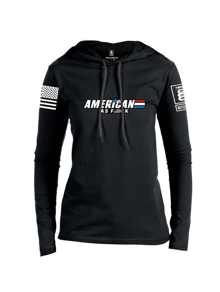 Battleraddle American As F White Sleeves Women Cotton Thin Cotton Lightweight Hoodie