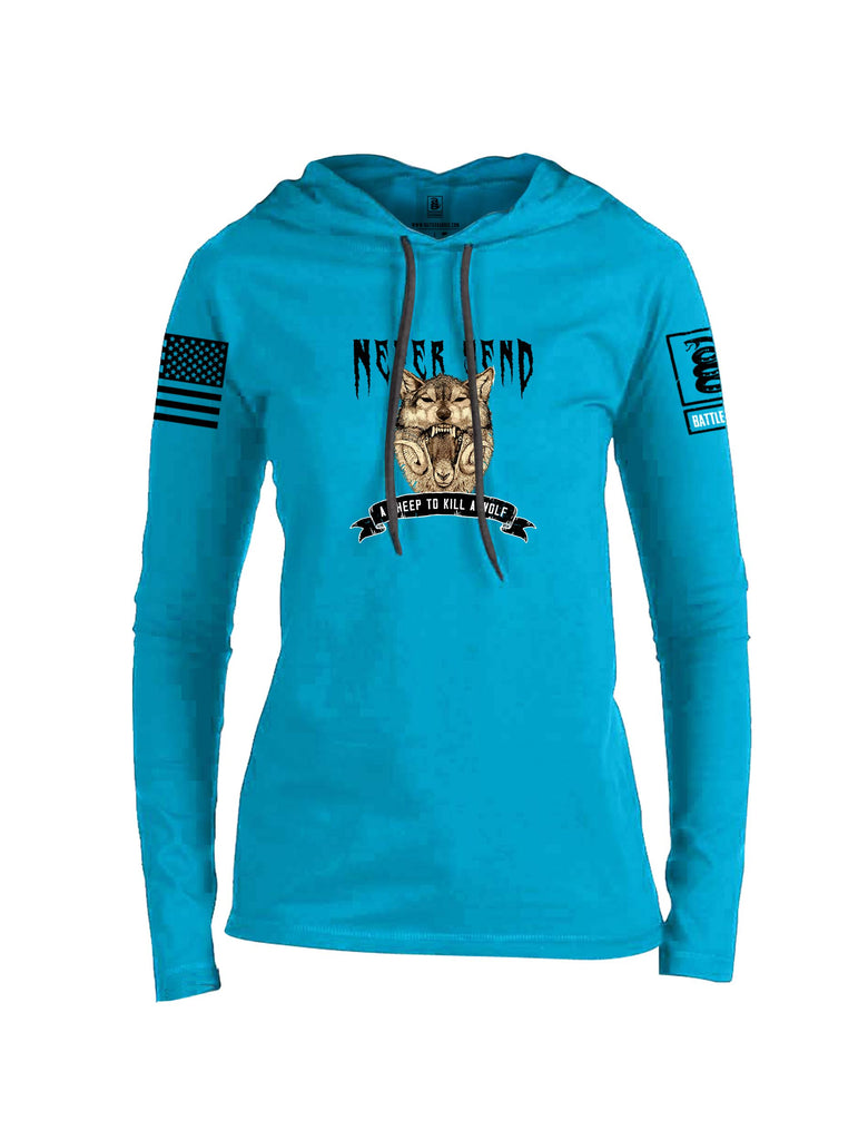 Battleraddle Never Send A Sheep To Kill A Wolf Black Sleeves Women Cotton Thin Cotton Lightweight Hoodie