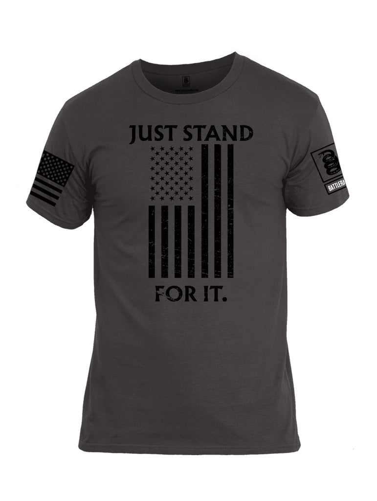 Battleraddle Just Stand For It Black Sleeves Men Cotton Crew Neck T-Shirt