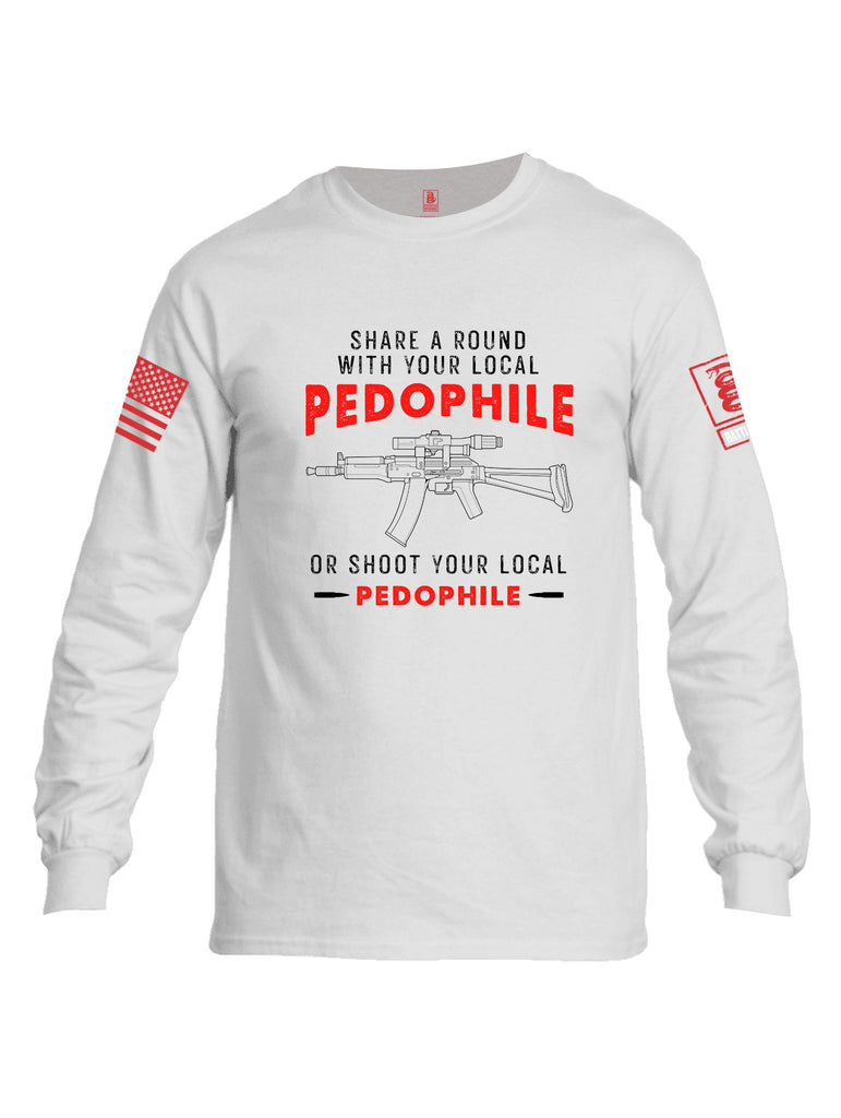 Battleraddle Share A Round With Your Local Pedophile  Red Sleeves Men Cotton Crew Neck Long Sleeve T Shirt