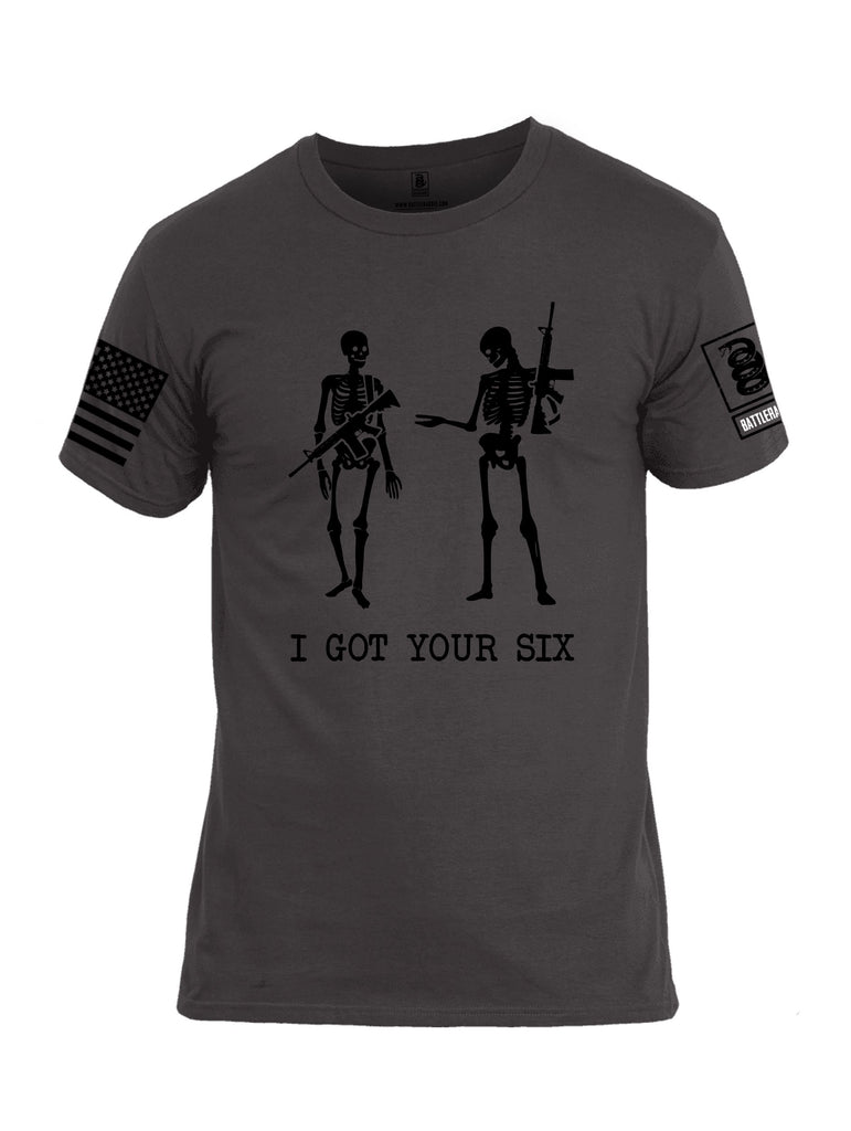 Battleraddle I Got Your Six Skeleton  Black Sleeves Men Cotton Crew Neck T-Shirt