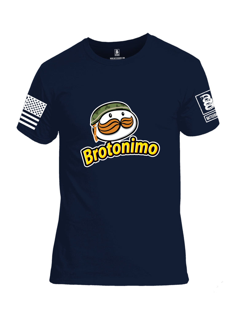 Battleraddle Brotonimo White Sleeves Men Cotton Crew Neck T-Shirt