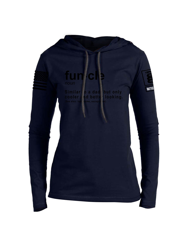 Battleraddle Funcle Black Sleeves Women Cotton Thin Cotton Lightweight Hoodie