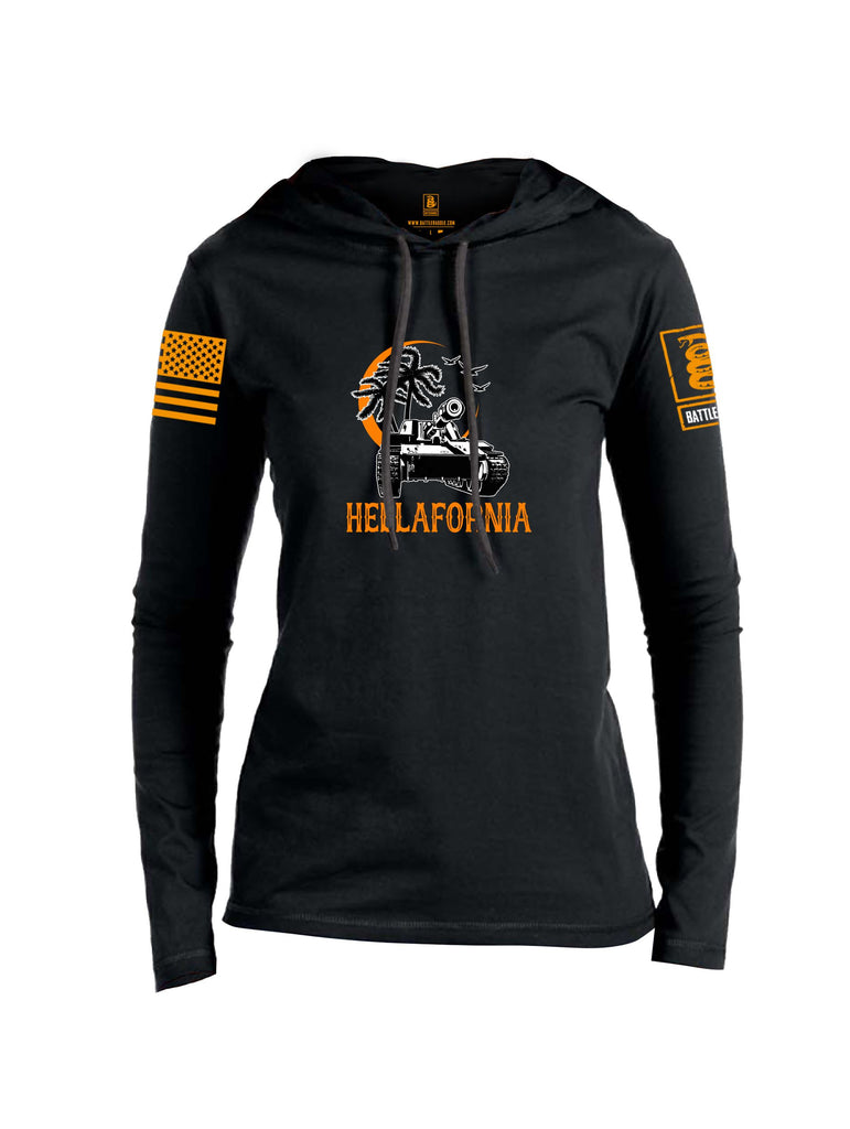 Battleraddle Hellafornia Orange Sleeves Women Cotton Thin Cotton Lightweight Hoodie