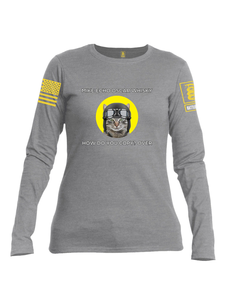 Battleraddle Mike Echo Oscar Whisky Yellow Sleeves Women Cotton Crew Neck Long Sleeve T Shirt