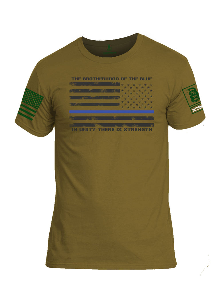 Battleraddle The Brotherhood Of The Blue White  Dark Green Sleeves Men Cotton Crew Neck T-Shirt