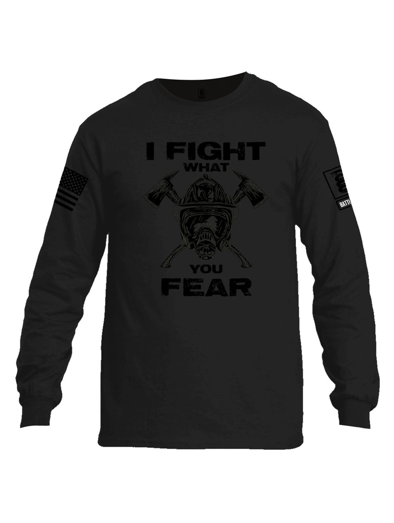 Battleraddle I Fight What You Fear  Black Sleeves Men Cotton Crew Neck Long Sleeve T Shirt