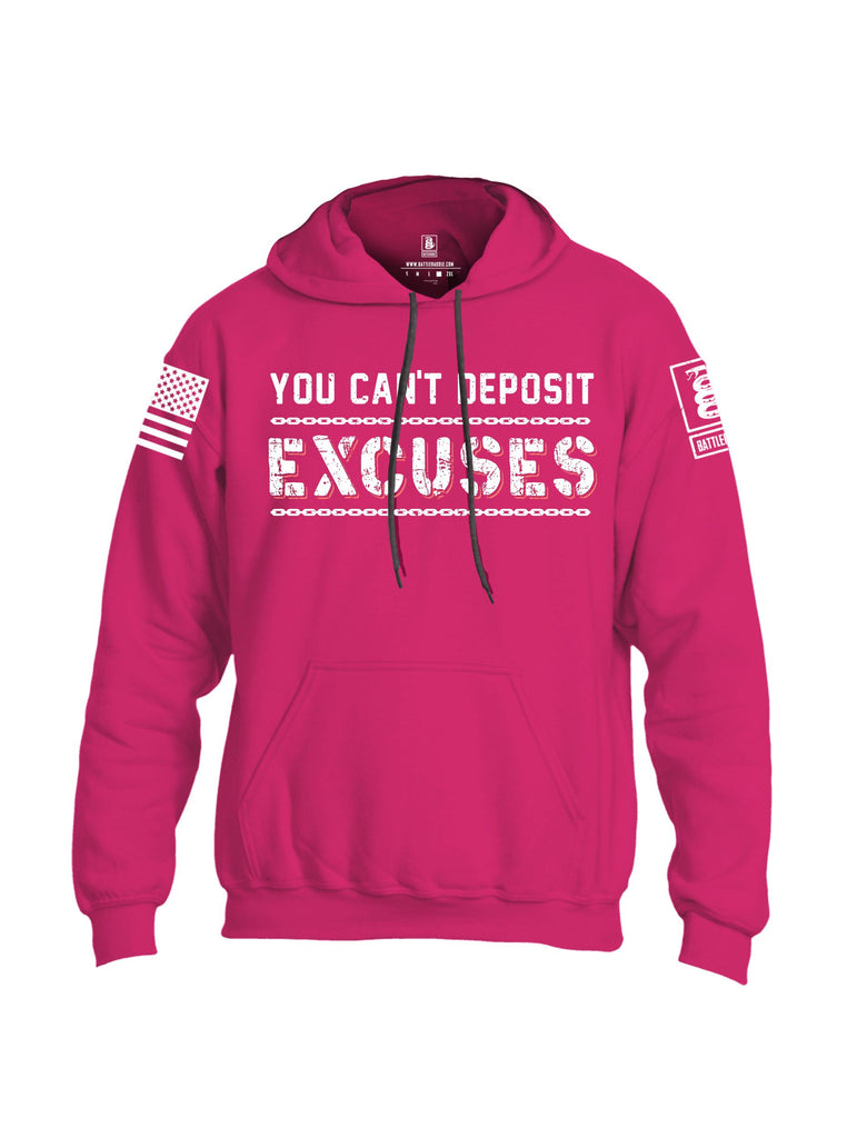 Battleraddle You Can'T Deposit Excuses White Sleeves Uni Cotton Blended Hoodie With Pockets