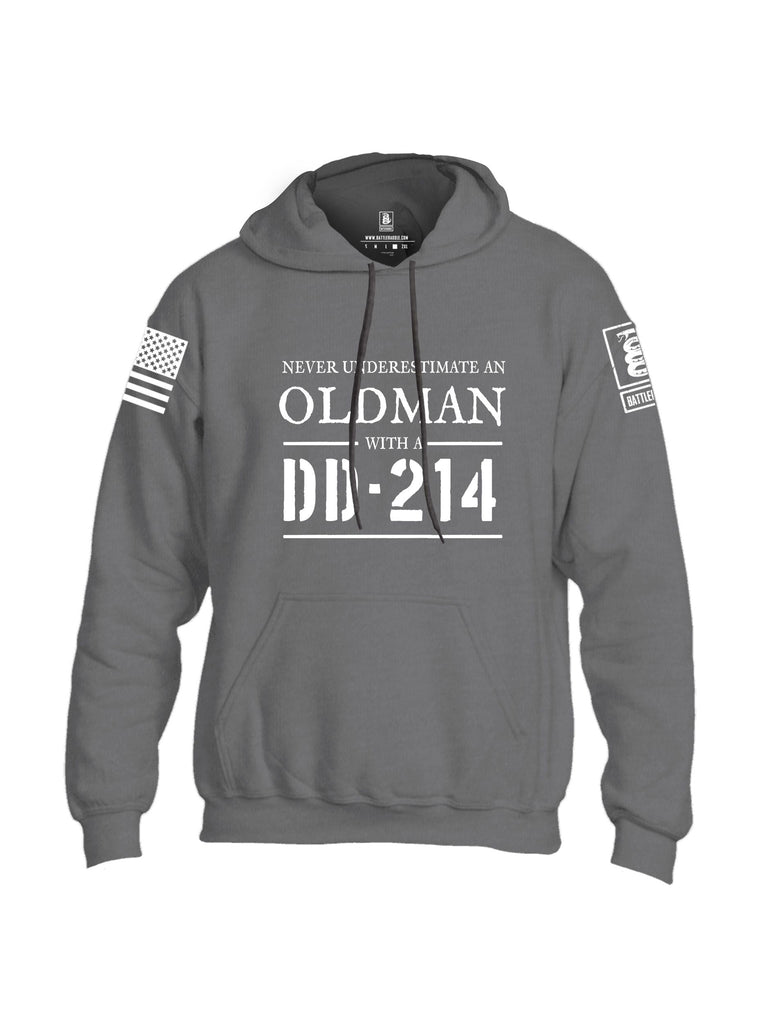 Battleraddle Never Underestimate An Old Man And A Dd214 White Sleeves Uni Cotton Blended Hoodie With Pockets