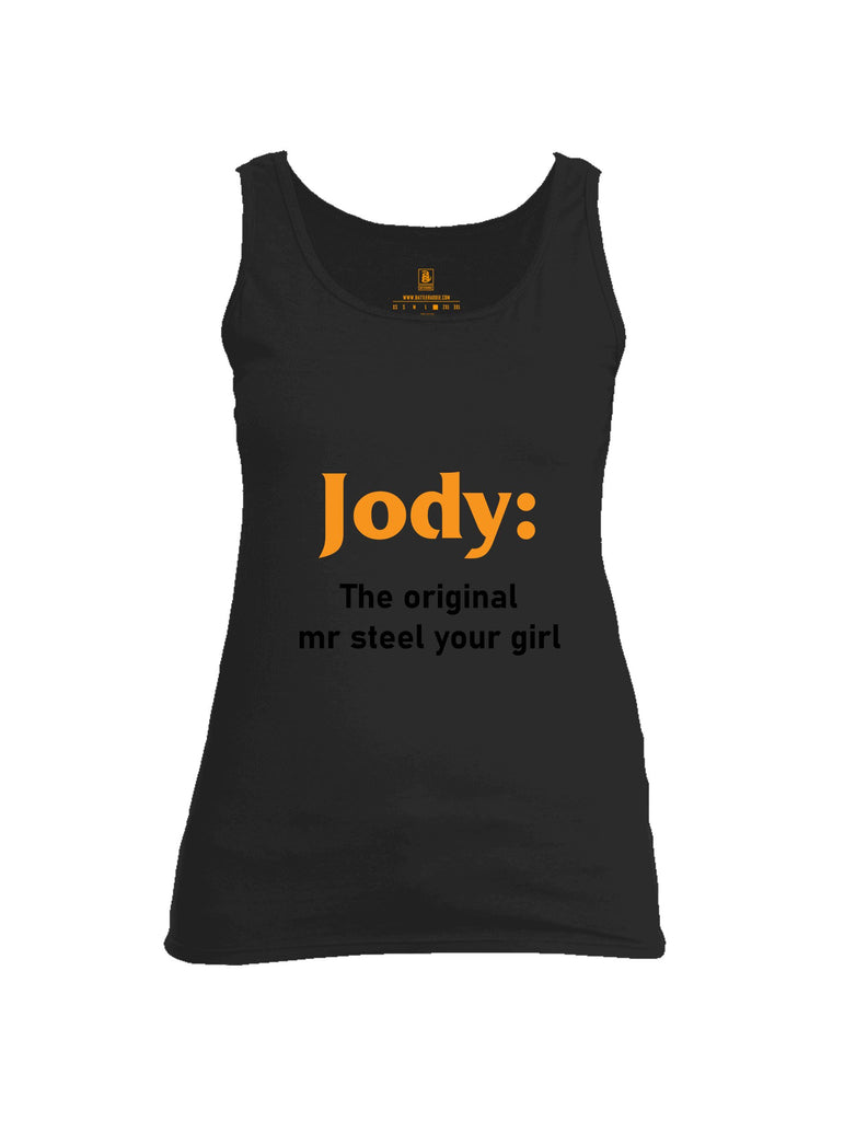 Battleraddle Jody The Original Mr Steel Your Girl Orange Sleeves Women Cotton Cotton Tank Top