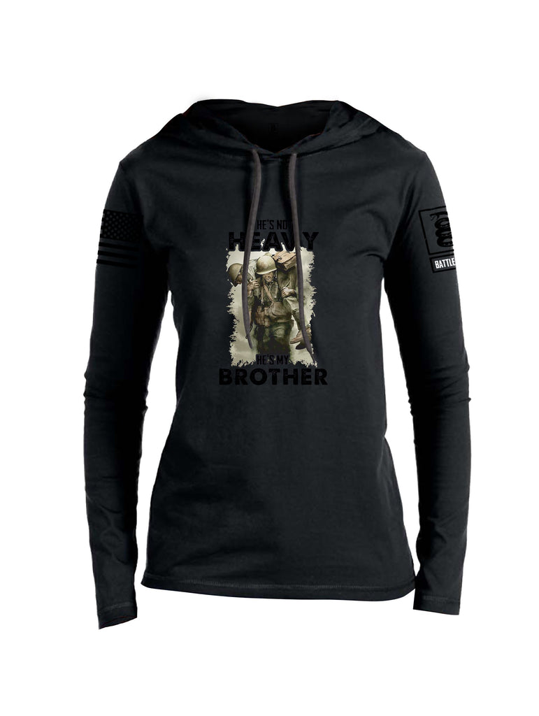 Battleraddle He'S Not Heavy He'S My Brother Black Sleeves Women Cotton Thin Cotton Lightweight Hoodie