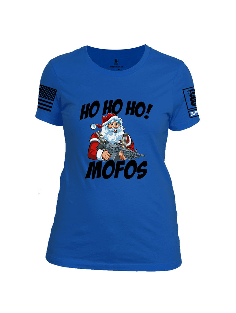 Battleraddle Hohoho Mofos  Black Sleeves Women Cotton Crew Neck T-Shirt