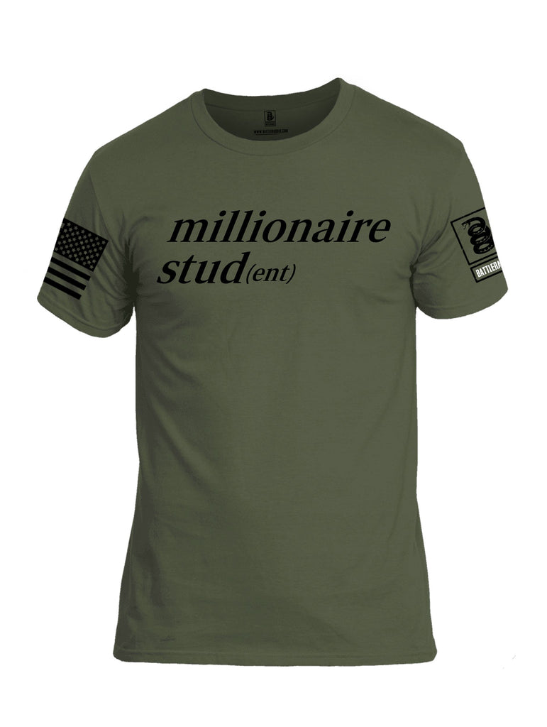 Battleraddle Millionaire Student Black Sleeves Men Cotton Crew Neck T-Shirt