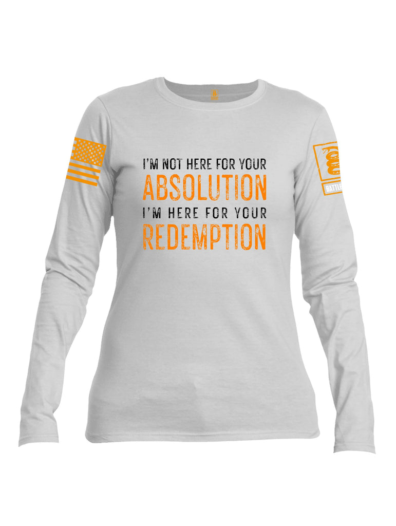 Battleraddle I'M Not Here For Your Absolution Orange Sleeves Women Cotton Crew Neck Long Sleeve T Shirt