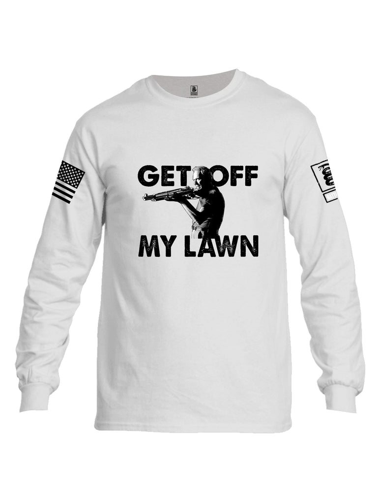 Battleraddle Get Off My Lawn Black Sleeves Men Cotton Crew Neck Long Sleeve T Shirt