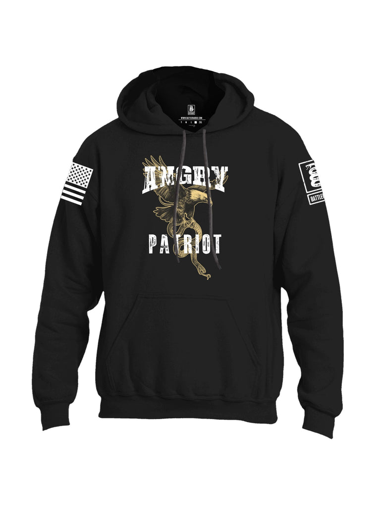 Battleraddle Angry Patriot Eagle  White Sleeves Uni Cotton Blended Hoodie With Pockets