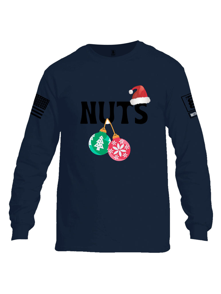 Battleraddle Nuts Christmas Black Sleeves Men Cotton Crew Neck Long Sleeve T Shirt