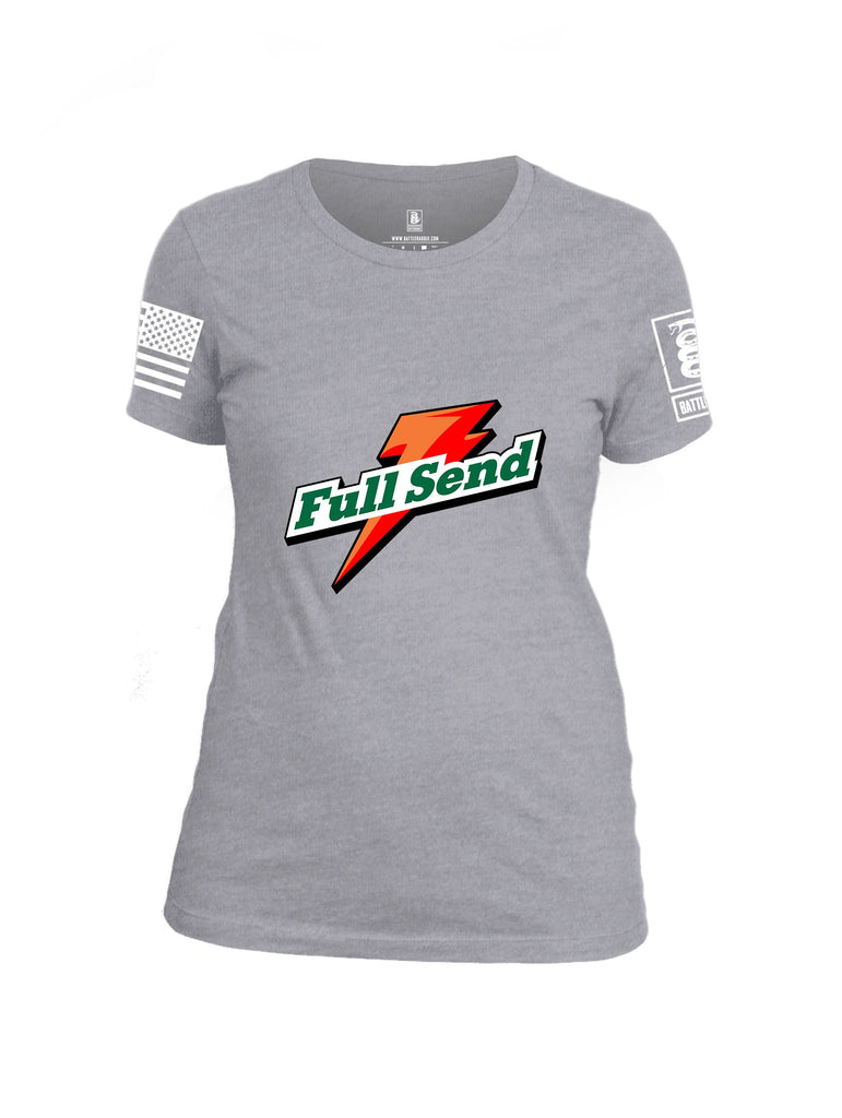 Battleraddle Full Send Lightning White Sleeves Women Cotton Crew Neck T-Shirt