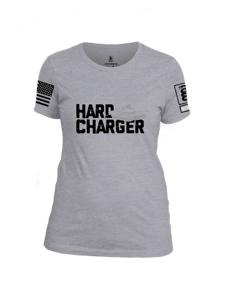 Battleraddle Hard Charger Black Sleeves Women Cotton Crew Neck T-Shirt