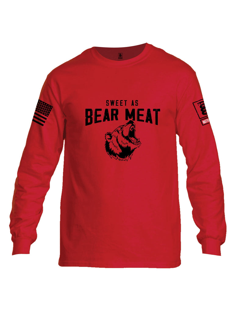 Battleraddle Sweet As Bear Meat Black Sleeves Men Cotton Crew Neck Long Sleeve T Shirt